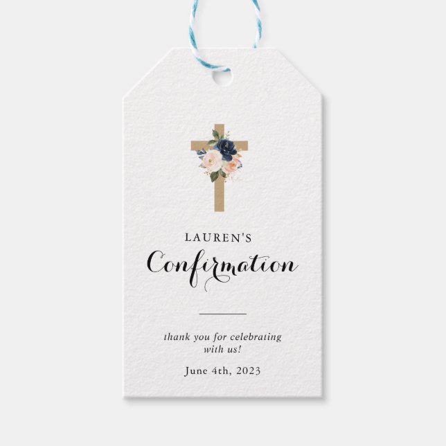 Étiquettes-cadeau Élégante confirmation du Merci floral hivernal (Devant)