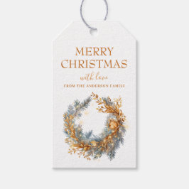 Étiquettes-cadeau Élégante couronne de Noël Or personnalisée