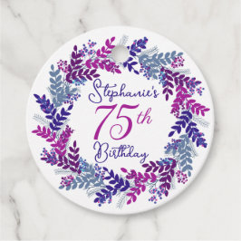 Étiquettes Cadeau Élégante couronne rose violet 75e anniversaire