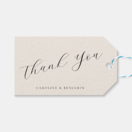 Étiquettes-cadeau Élégante crème ivoire Calligraphie Mariage Merci