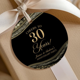 Étiquettes Cadeau Élégante fête d'anniversaire de 30 ans en agate no