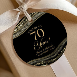 Étiquettes Cadeau Élégante Fête d'anniversaire de 70 ans en Agate No