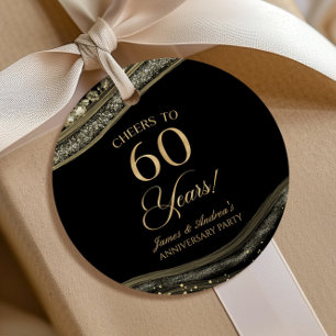 Étiquettes Cadeau Élégante Fête d'anniversaire des 60 ans en Agate N