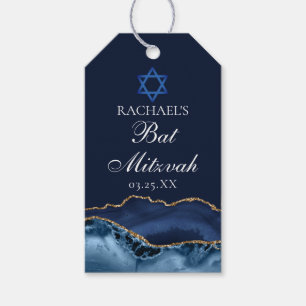 Étiquettes-cadeau Élégante fête de Bat Mitzvah personnalisée bleu ma