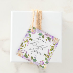 Étiquettes Cadeau Élégante Fête des mariées Florale Violet double fa
