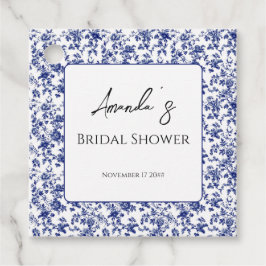Étiquettes Cadeau Elégante Fête des mariées Flore Bleu Toile