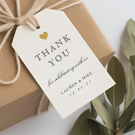 Étiquettes-cadeau Élégante Fête des mariées Mariage Gold Heart