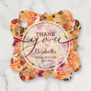 Étiquettes Cadeau Elégante Fleurs d'automne Baby shower Merci