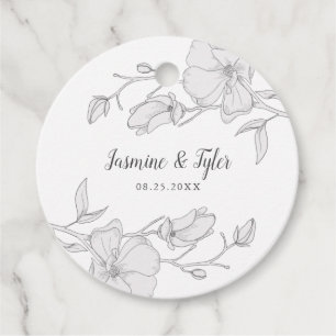 Étiquettes Cadeau Élégante Fleurs Magnolia Mariage d'été