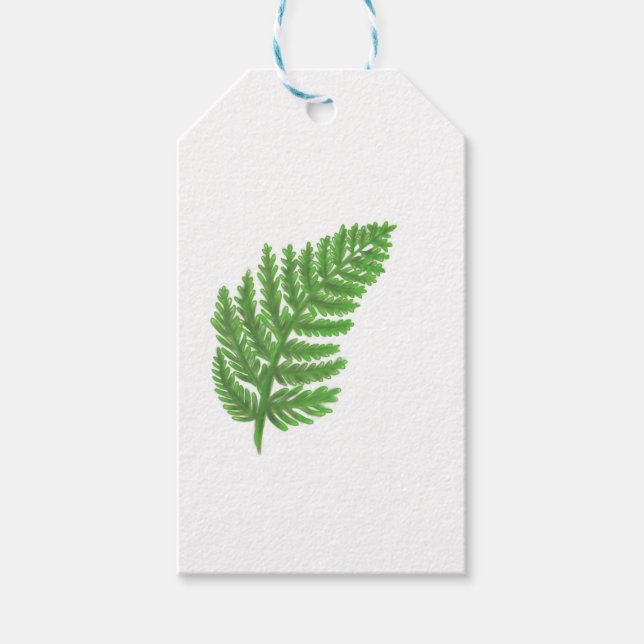 Étiquettes-cadeau Élégante fougères vertes feuilles de bois (Devant)