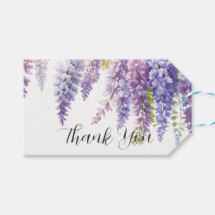 Étiquettes-cadeau Elégante glycine d'aquarelle bleu violet doux