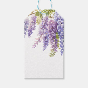 Étiquettes-cadeau Elégante glycine d'aquarelle bleu violet doux