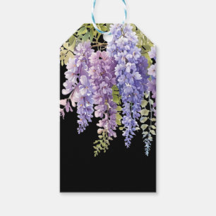 Étiquettes-cadeau Elégante glycine d'aquarelle bleu violet doux