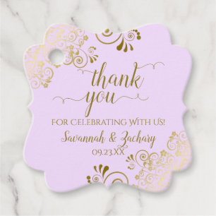 Étiquettes Cadeau Elégante Lilac Purple Or Curls Mariage Merci