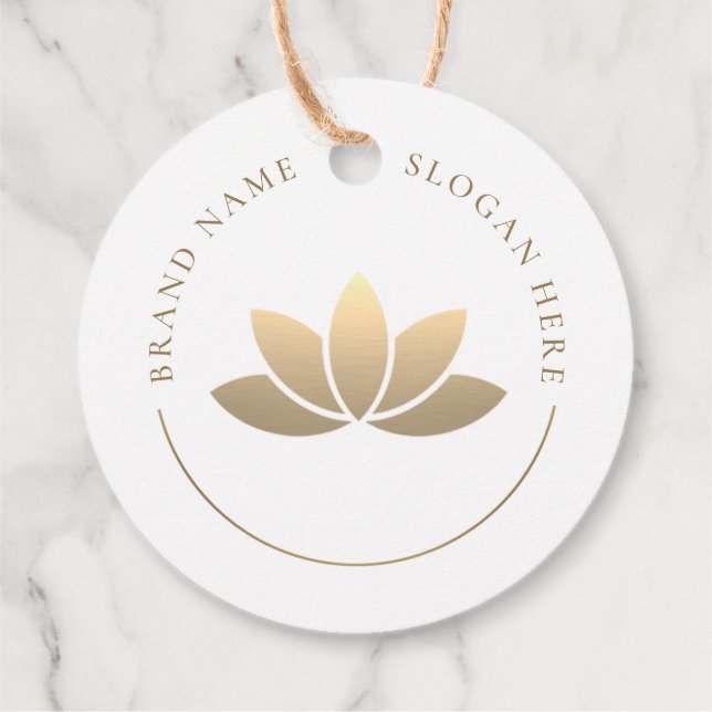 Étiquettes Cadeau Élégante marque de lotus or (Dos)