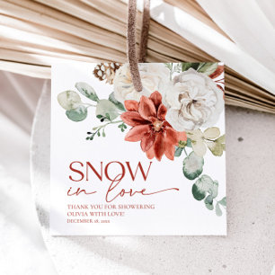 Étiquettes Cadeau Elégante neige rouge en amour Fête des mariées d'h