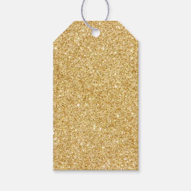 Étiquettes-cadeau Elégante Parties scintillant d'or Faux (Devant)