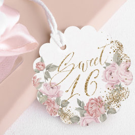 Étiquettes Cadeau Elégante Parties scintillant or Peony Florals Swee