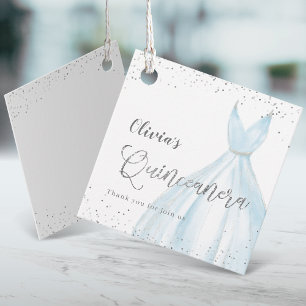 Étiquettes Cadeau Elégante parties scintillant robe bleu argent quin