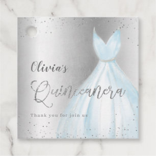 Étiquettes Cadeau Elégante parties scintillant robe bleu argent quin