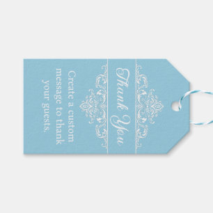 Étiquettes-cadeau Élégante Quinceañera Papillon Bleu Clair Anniversa
