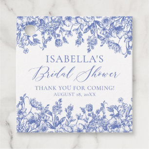 Étiquettes Cadeau Élégante réception de mariage fleurie bleu poussié
