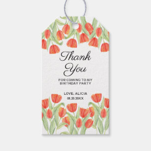 Étiquettes-cadeau Elégante Tulipe rouge botanique 50e anniversaire