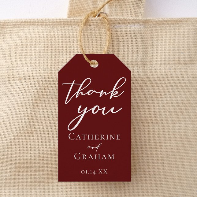 Étiquettes-cadeau Élégante typographie bourguignonne Mariage du soir (Créateur téléchargé)