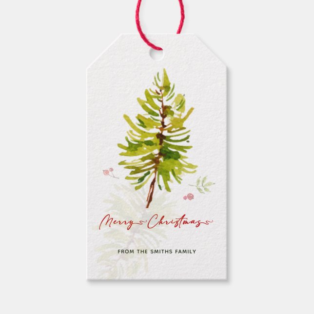Étiquettes-cadeau Élégante verdure Botanique Joyeux Noël (Devant)