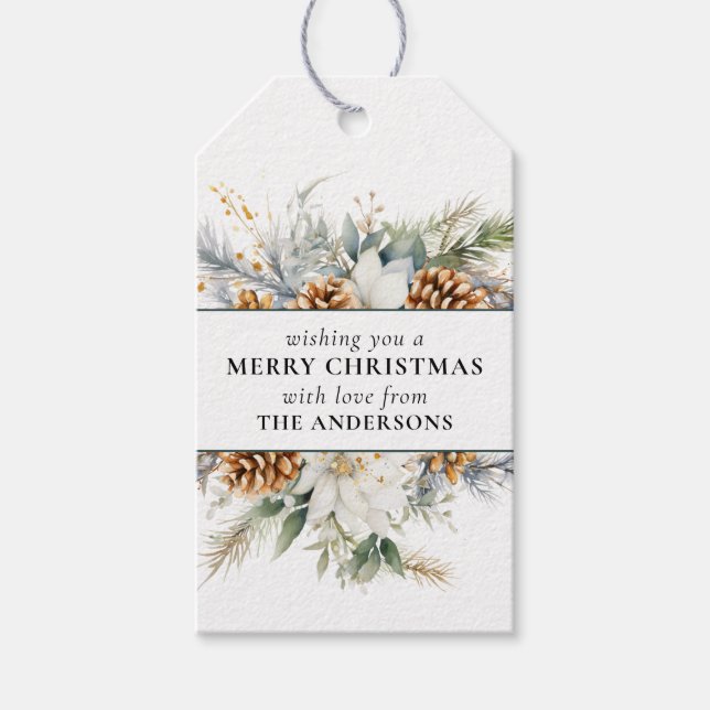 Étiquettes-cadeau Élégante verdure des pins | Noël mou (Devant)