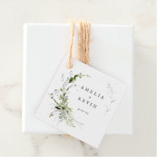 Étiquettes Cadeau Élégante verdure personnalisée Noms Date