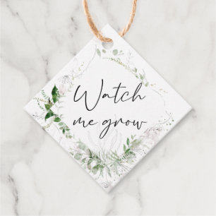 Étiquettes Cadeau Élégante verdure Regardez-moi Grandir Baby shower 