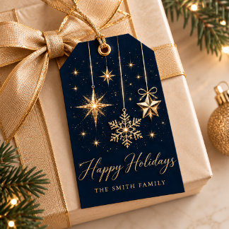 Étiquettes-cadeau Élégantes décorations de Noël en or Joyeuses Fêtes