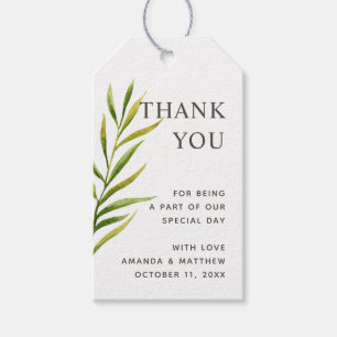 Étiquettes-cadeau Élégantes feuilles de verdure florale remerciement