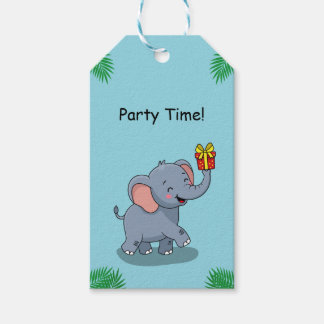 Étiquettes-cadeau Éléphant Mignon Portant un Cadeau