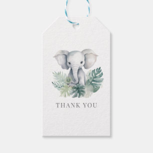 Étiquettes-cadeau Eléphant Neutral Cute Premier Anniversaire Merci