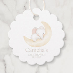 Étiquettes Cadeau Eléphant neutre sur le Baby shower de la lune
