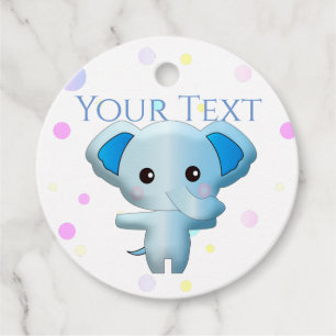 Étiquettes Cadeau Eléphant petit garçon bleu mignon