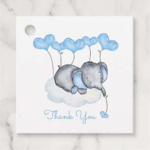 Étiquettes Cadeau Elephant sur Cloud Cute Boy Baby shower