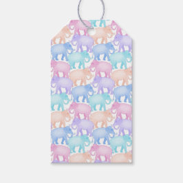 Étiquettes-cadeau Eléphants multicolores Baby shower enfant annivers
