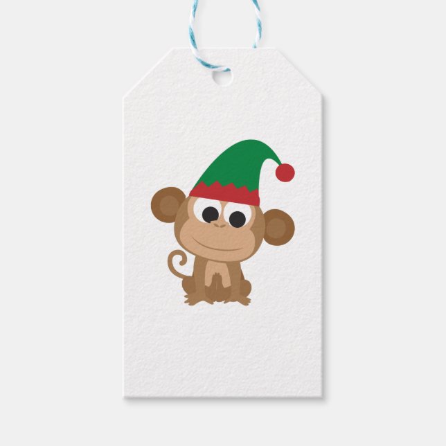 Étiquettes-cadeau Elfe de Noël singe (Devant)