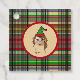 Étiquettes Cadeau Elfie avec plaid Plaid motif background Design