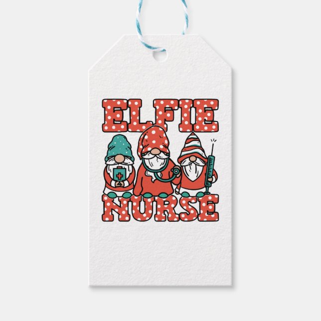 Étiquettes-cadeau Elfie Nurse Gnomes Christmas Helper National (Devant)