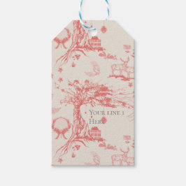 Étiquettes-cadeau Elk Woods French Toile en rouge avec personnalisat