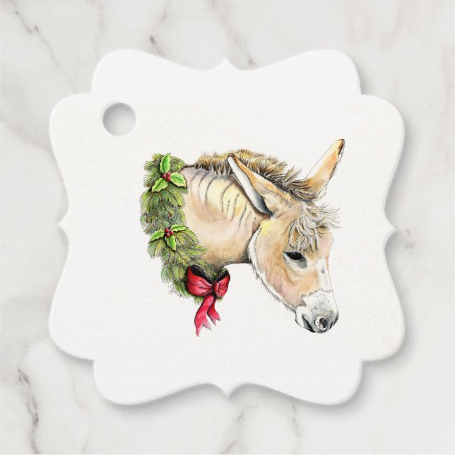 Étiquettes Cadeau Ella l'âne de Noël (Devant)
