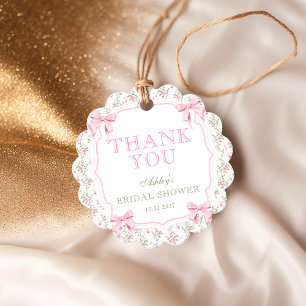 Étiquettes Cadeau Elle Attache le Nœud Rose Ruban Fête de Mariage