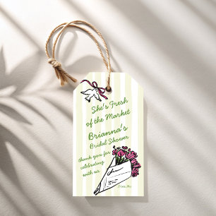 Étiquettes-cadeau Elle est fraîche de la faveur de la douche nuptial
