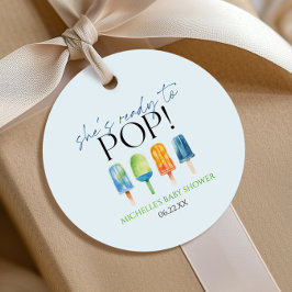 Étiquettes Cadeau Elle est prête à pop ! Baby shower Popsicle