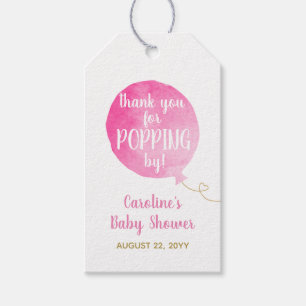 Étiquettes-cadeau Elle est prête à pop bébé garçon douche rose