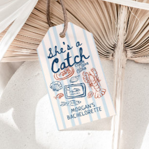 Étiquettes-cadeau Elle est un Poisson de Mer Coastal Bachelorette
